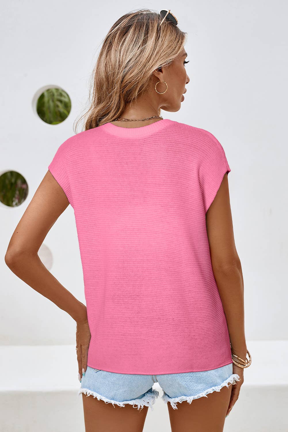 LDC Stream Solid Color Sweater Tee with Side Slits